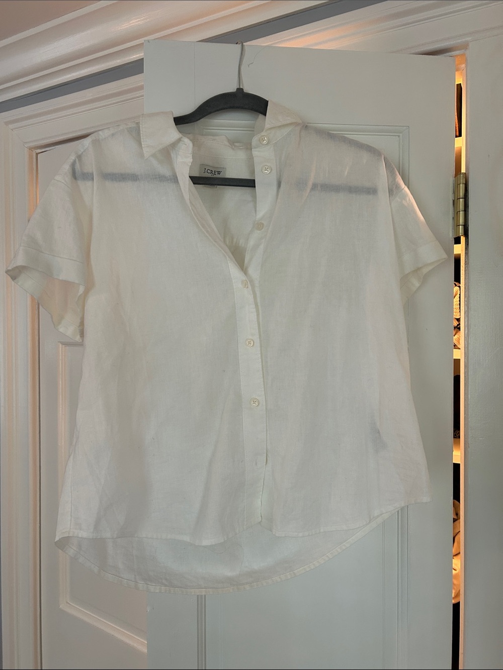 J. Crew White Short-Sleeve Button-Down Shirt
